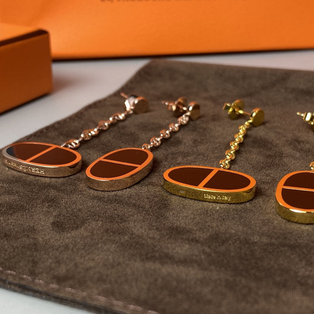 ??Loco?¡¥CHAINE VERSO BLACK CERAMIC EARRINGS