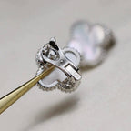 ??Loco?¡¥CLOVER MEDIUM 1 MOTIFS  WHITE MOP EARRINGS SILVER