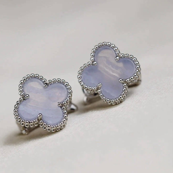 ??Loco?¡¥CLOVER MEDIUM 1 MOTIFS  WHITE MOP EARRINGS SILVER