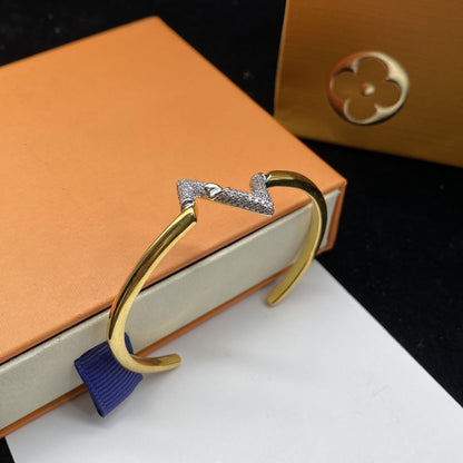 [moco jewelrys]VOLTE UPSITE DOWN DIAMOND GOLD OPEN BRACELET