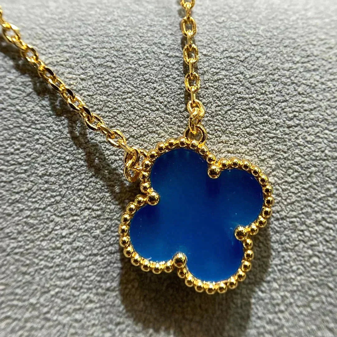 ??Loco?¡¥CLOVER 15MM BLUE AGATE NECKLACE