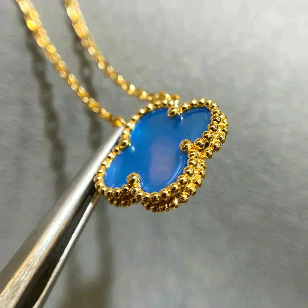 ??Loco?¡¥CLOVER 15MM BLUE AGATE NECKLACE