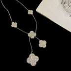 ??Loco?¡¥CLOVER 5 MOTIFS SILVER DIAMONDS NECKLACE