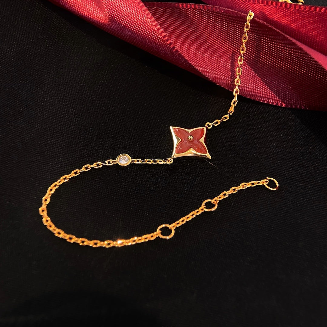 ??Loco?¡¥COLOR STAR CARNELIAN PINK GOLD DIAMOND BRACELET