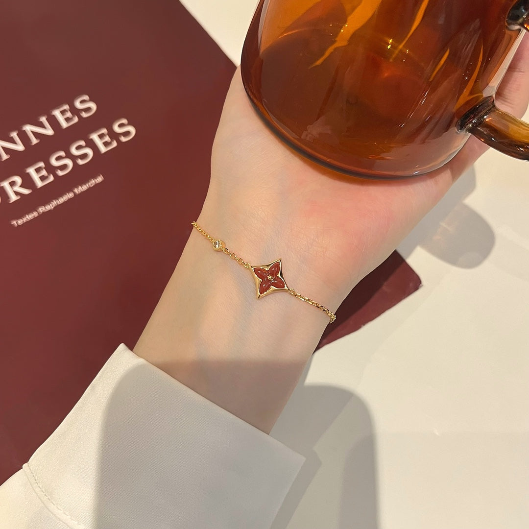 ??Loco?¡¥COLOR STAR CARNELIAN PINK GOLD DIAMOND BRACELET