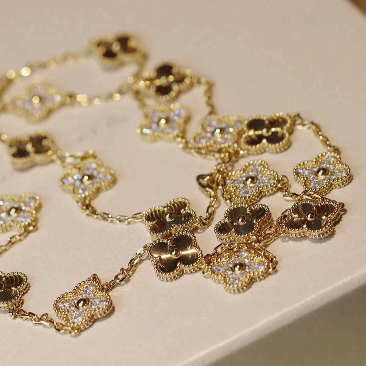 [moco jewellerys]クローバー 20モチーフ レーザーダイヤモンドネックレス