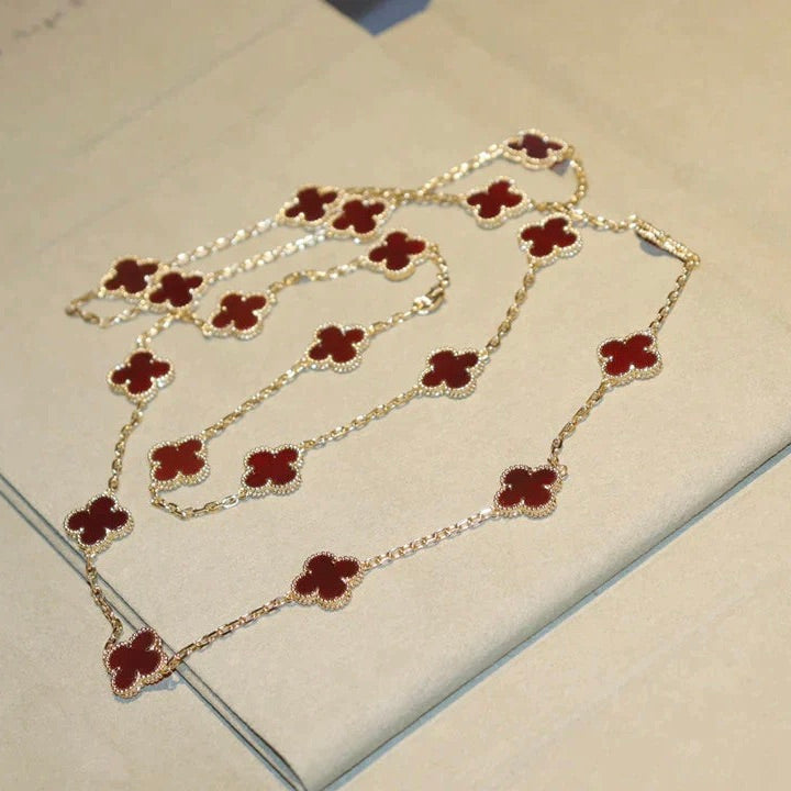 [moco jewellerys]クローバー 20モチーフ カーネリアンネックレス
