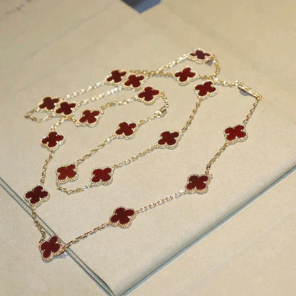 [moco jewellerys]クローバー 20モチーフ カーネリアンネックレス