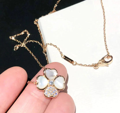 [moco jewellerys]クローバーモップダイヤモンドローズゴールドネックレス