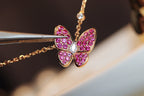??Loco?¡¥BUTTERFLY RED DIAMOND ROSE GOLD NECKLACE
