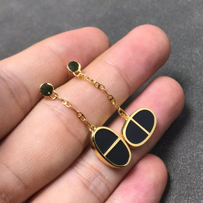 [moco jewelrys]CHAINE VERSO BLACK CERAMIC SILVER EARRINGS