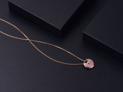 [moco jewelrys]AMULETTE ROSE GOLD PINK MOP NECKLACE