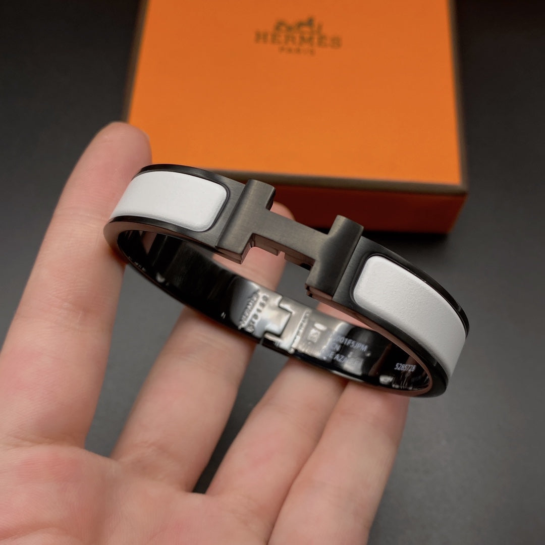 [moco jewelrys]H-Armband 12 mm Schwarz-Weiß Keramik