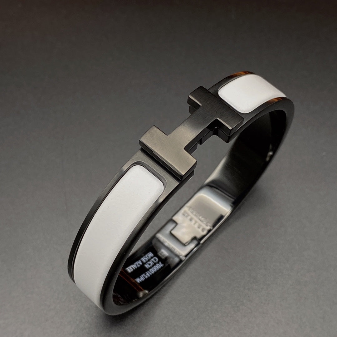 [moco jewelrys]H-Armband 12 mm Schwarz-Weiß Keramik