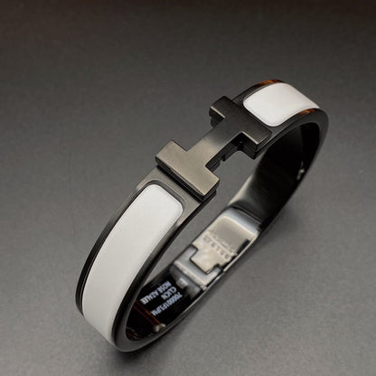 [moco jewelrys]H-Armband 12 mm Schwarz-Weiß Keramik