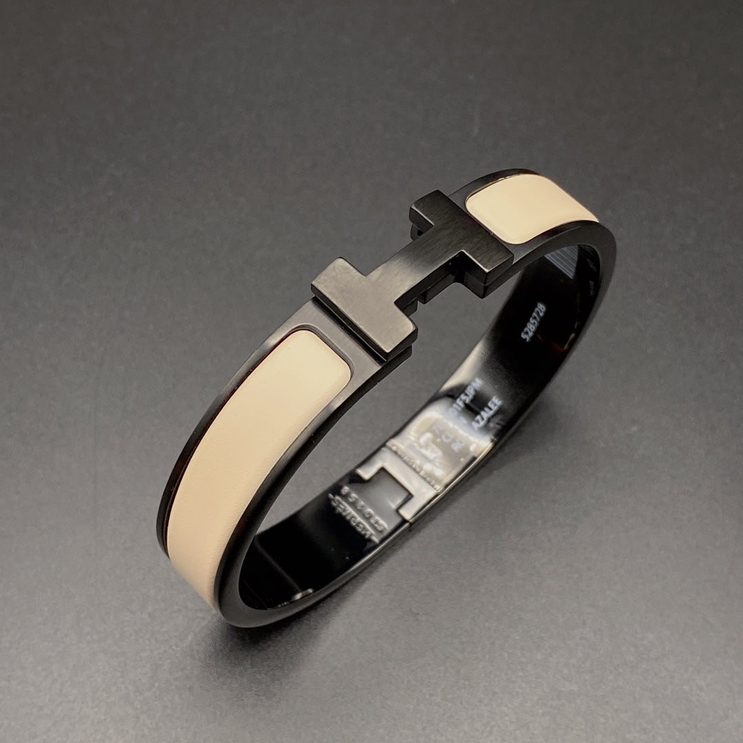 [moco jewelrys]H-Armband 12 mm Schwarz Beige Keramik