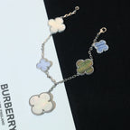 ??Loco?¡¥CLOVER BRACELET 5 MOTIFS MOP CHALCEDONY SILVER