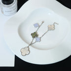 ??Loco?¡¥CLOVER BRACELET 5 MOTIFS MOP CHALCEDONY SILVER