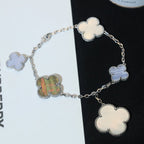 ??Loco?¡¥CLOVER BRACELET 5 MOTIFS MOP CHALCEDONY SILVER