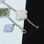 ??Loco?¡¥CLOVER BRACELET 5 MOTIFS MOP CHALCEDONY SILVER
