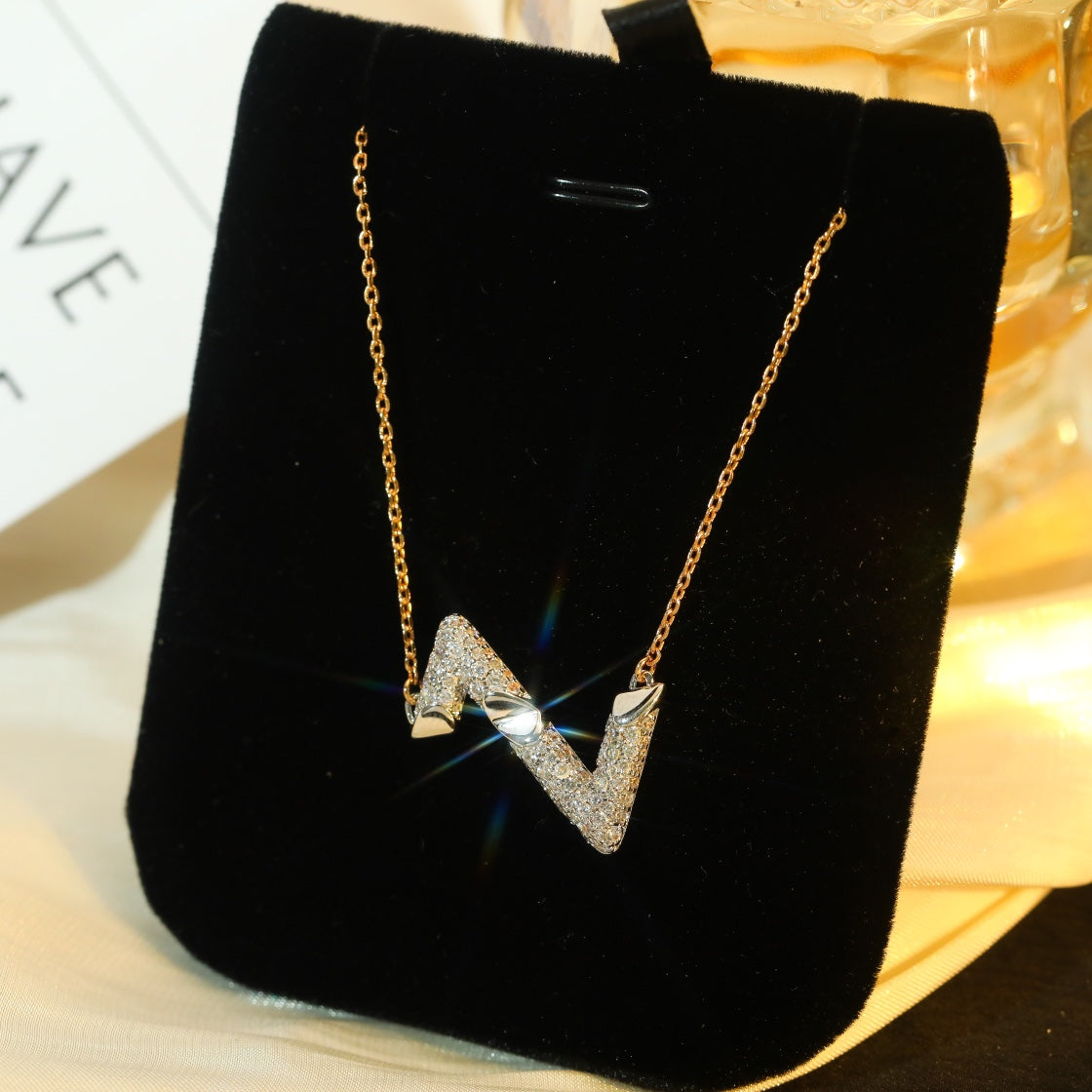 [moco jewelrys]VOLT SILBERNE DIAMANT-ANHÄNGER-KETTE