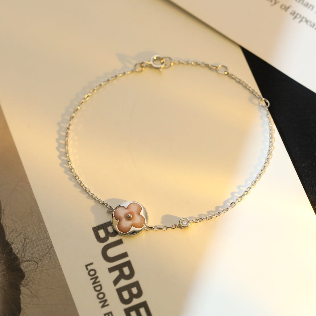 ??Loco?¡¥SUN MOTIF PINK MOP SILVER BRACELET