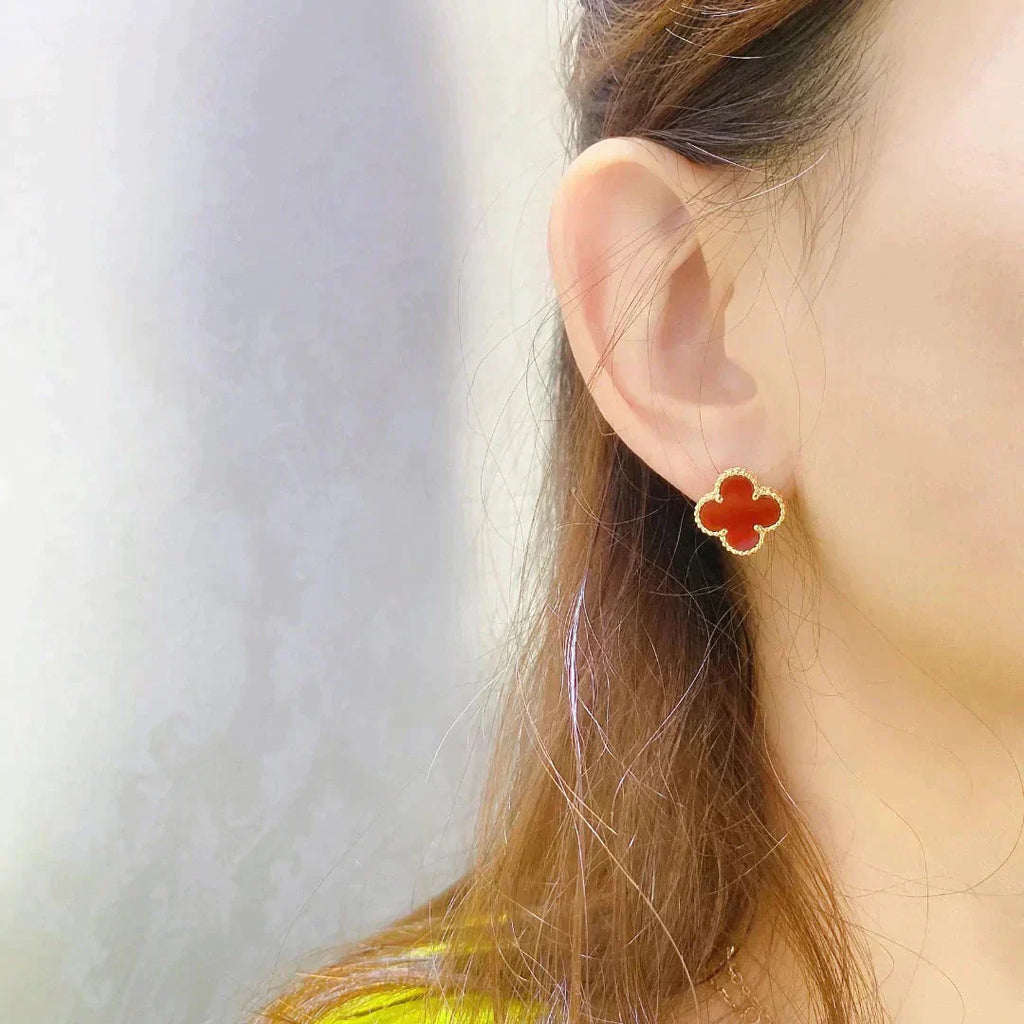 ??Loco?¡¥CLOVER MEDIUM 1 MOTIFS CARNELIAN  EARRINGS