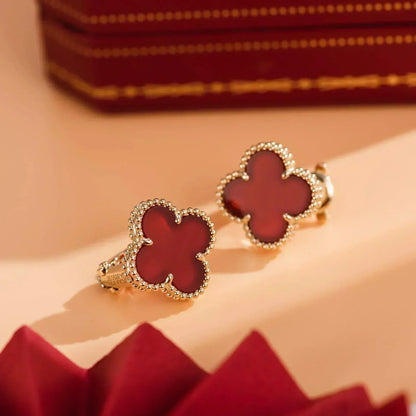 [moco jewellerys]クローバー ミディアム 1モチーフ カーネリアン イヤリング