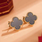 ??Loco?¡¥CLOVER MEDIUM 1 MOTIFS  ONYX STUD EARRINGS