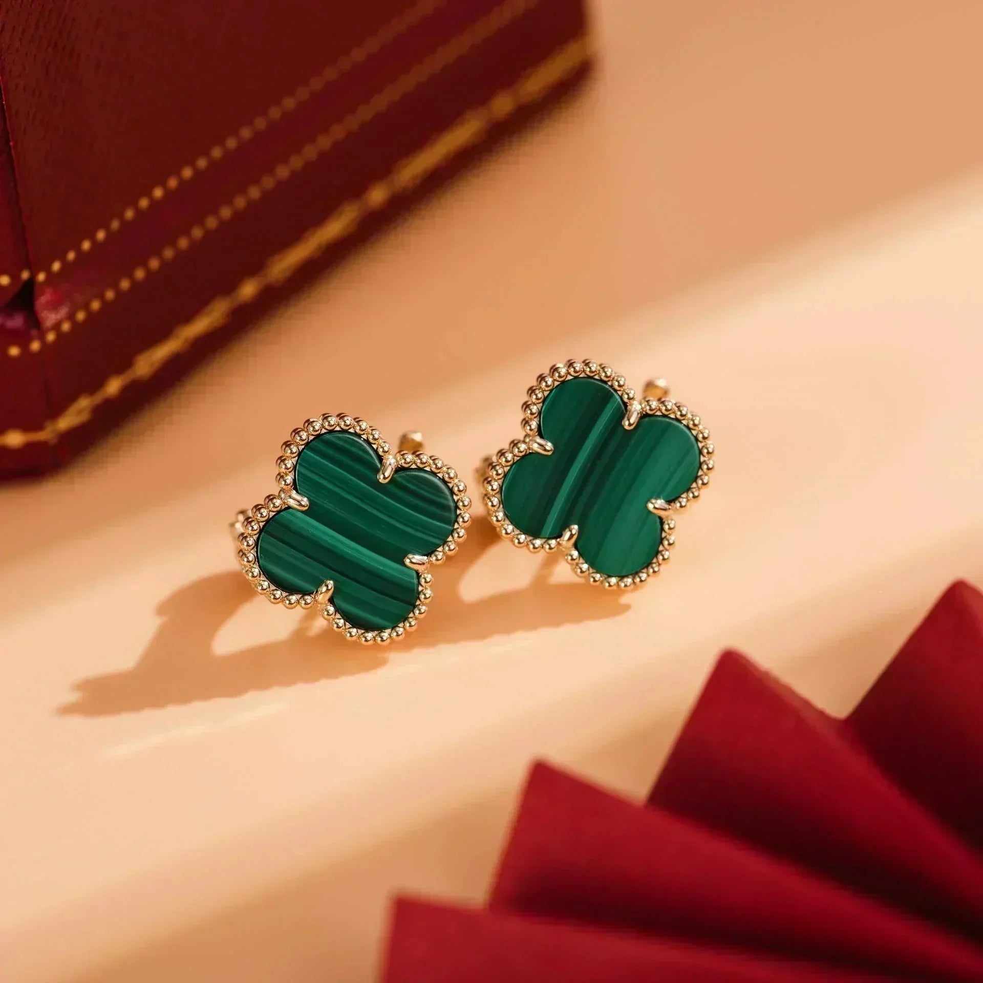 ??Loco?¡¥CLOVER MEDIUM 1 MOTIFS MALACHITE  EARRINGS