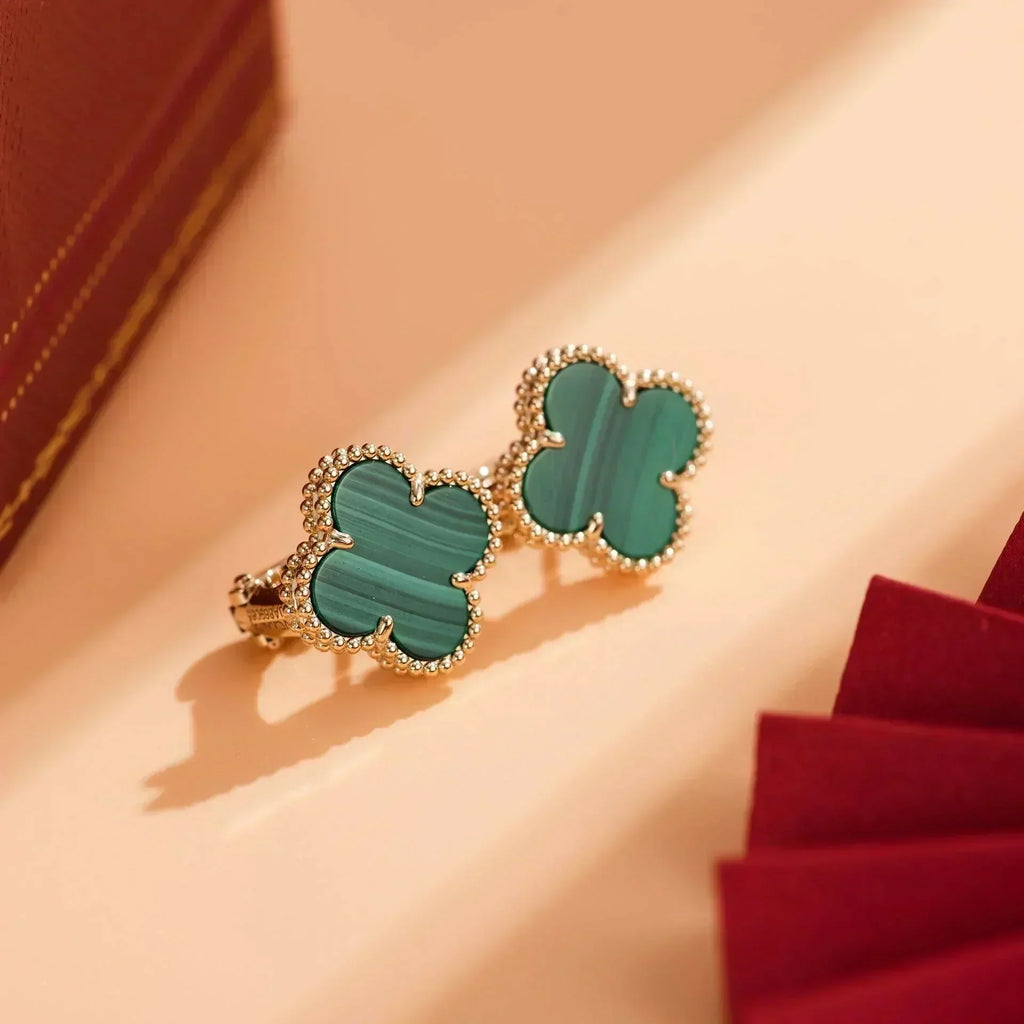 ??Loco?¡¥CLOVER MEDIUM 1 MOTIFS MALACHITE  EARRINGS