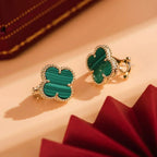 ??Loco?¡¥CLOVER MEDIUM 1 MOTIFS MALACHITE  EARRINGS