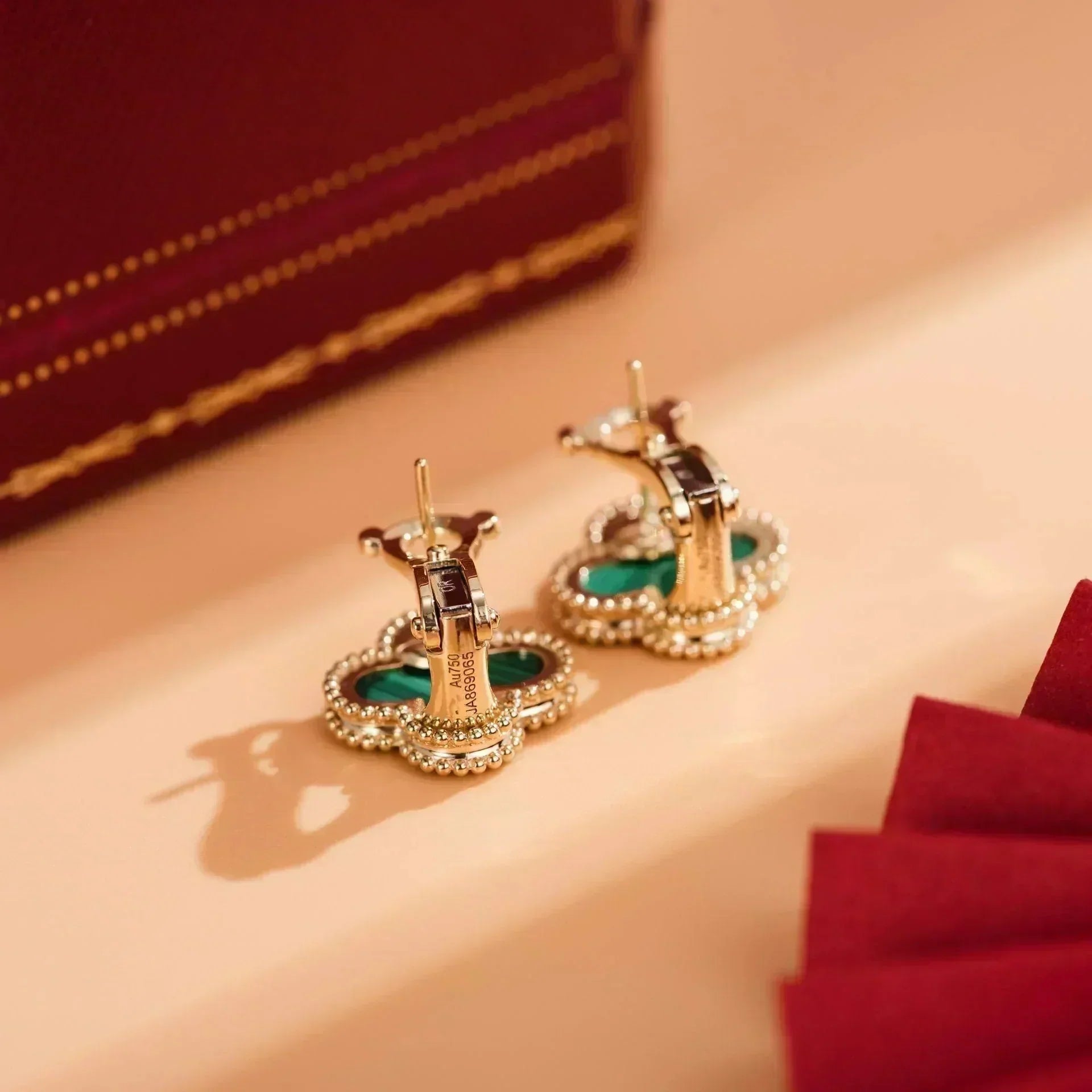 ??Loco?¡¥CLOVER MEDIUM 1 MOTIFS MALACHITE  EARRINGS