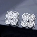 ??Loco?¡¥CLOVER 1 MOTIFS DIAMOND STUD EARRINGS SILVER