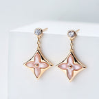 ??Loco?¡¥DOUBLE STAR PINK GOLD MOP DROP EARRINGS