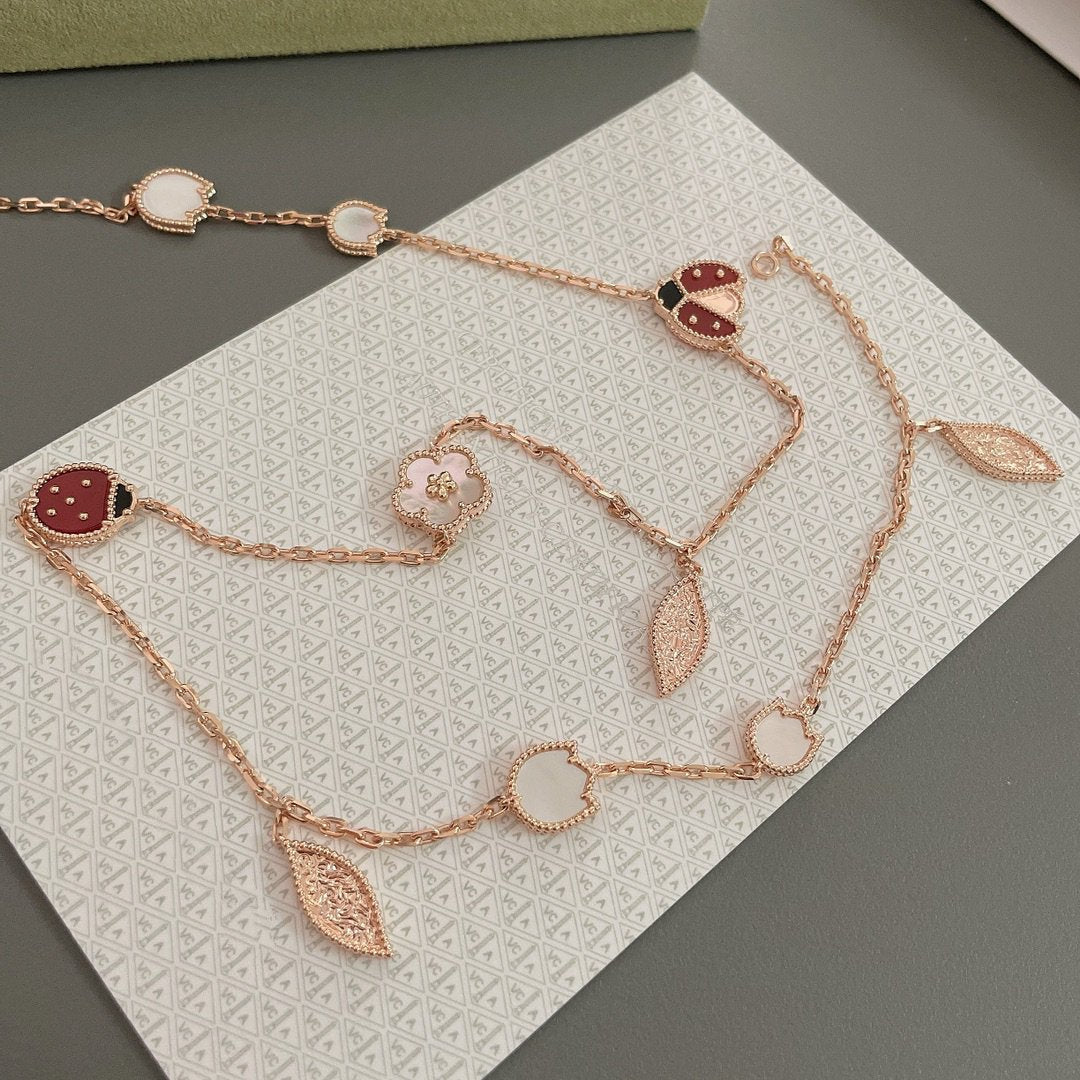 ??Loco?¡¥LUCKY SPRING 15 MOTIFS ROSE GOLD NECKLACE