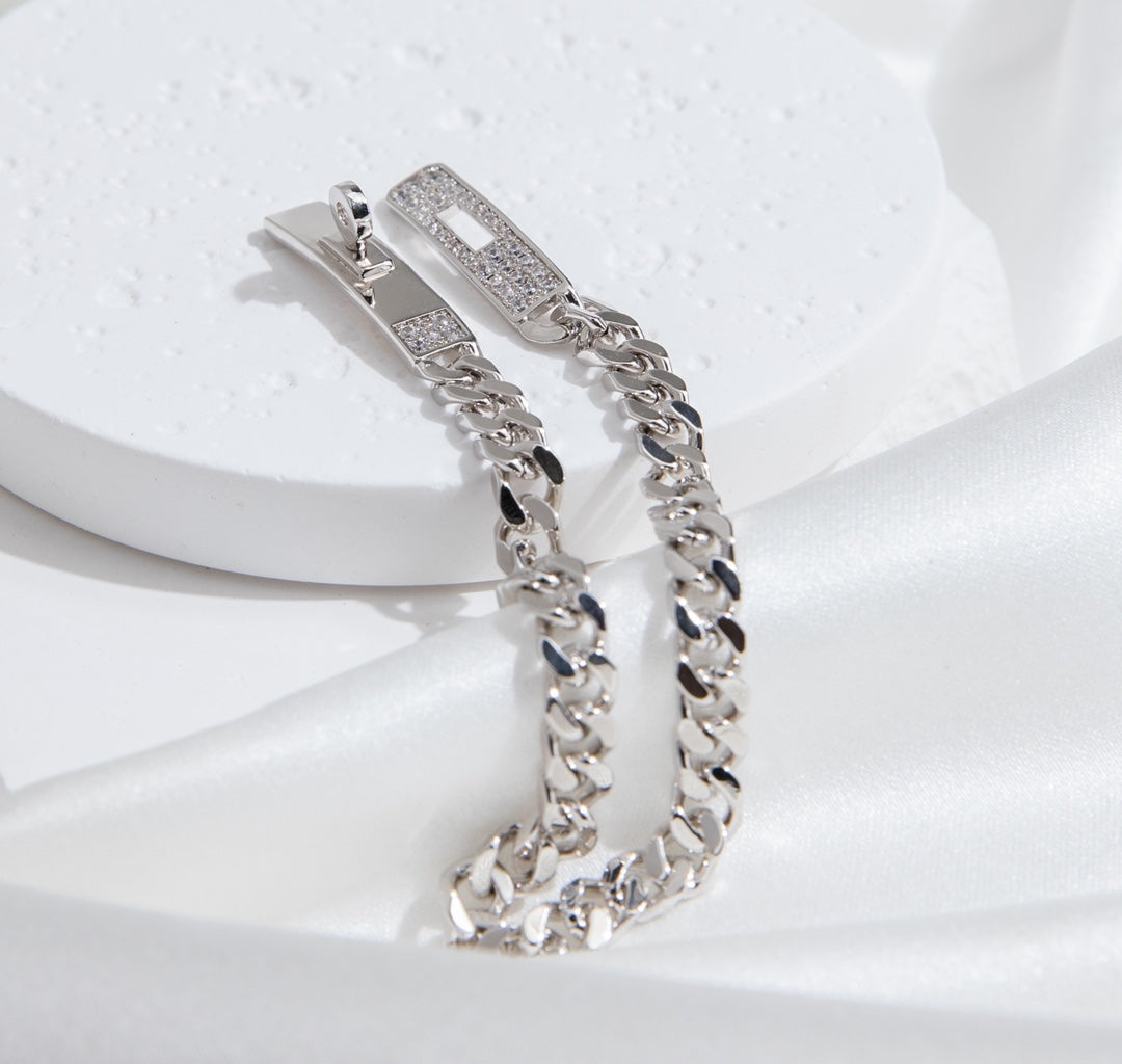 ??Loco?¡¥KELLY CHAIN SILVER DIAMOND BRACELET