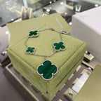 ??Loco?¡¥CLOVER 5 MOTIFS SIVLER MALACHITE BRACELET