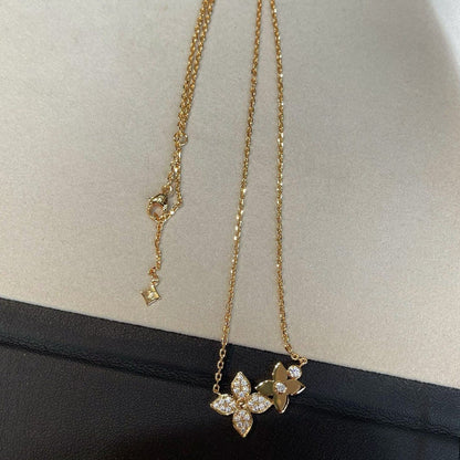 [moco jewelrys]Sternblüten-Halskette aus rosa Gold mit Diamanten