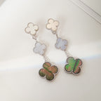 ??Loco?¡¥CLOVER 3 MOTIFS CHALCEDONY DARK MOP SILVER EARRINGS