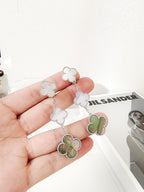 ??Loco?¡¥CLOVER 3 MOTIFS CHALCEDONY DARK MOP SILVER EARRINGS