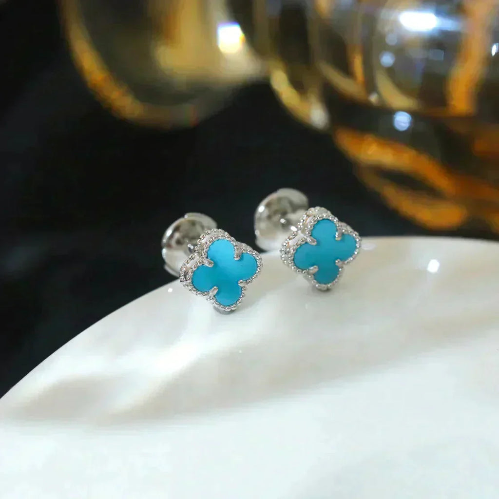 ??Loco?¡¥CLOVER MINI 9.5MM ONYX STUD EARRINGS SILVER