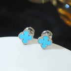 ??Loco?¡¥CLOVER MINI 9.5MM ONYX STUD EARRINGS SILVER