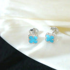 ??Loco?¡¥CLOVER MINI 9.5MM ONYX STUD EARRINGS SILVER