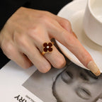 ??Loco?¡¥CLOVER CARNELIAN RING ROSE GOLD DIAMOND