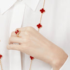 ??Loco?¡¥CLOVER CARNELIAN RING ROSE GOLD DIAMOND