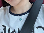 ??Loco?¡¥CLOVER 1 DIAMOND LIGHT BLUE SILVER NECKLACE