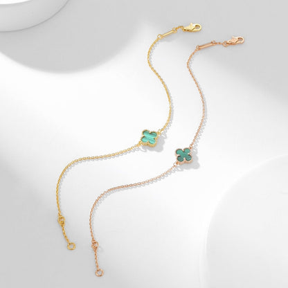 [moco jewelrys] Kleeblatt-Armband mit Malachitmotiv