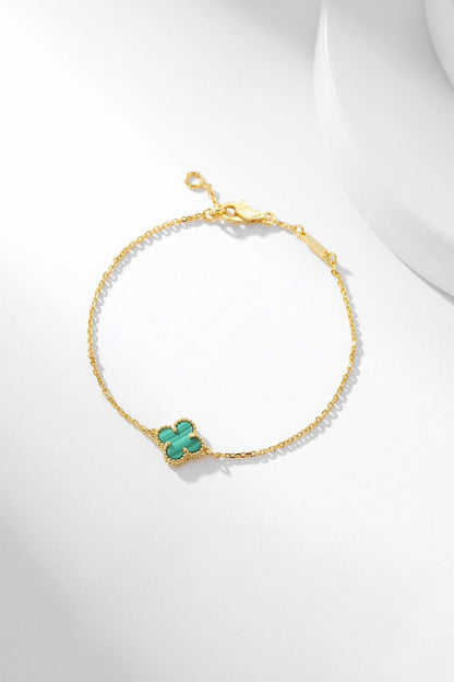 [moco jewelrys] Kleeblatt-Armband mit Malachitmotiv
