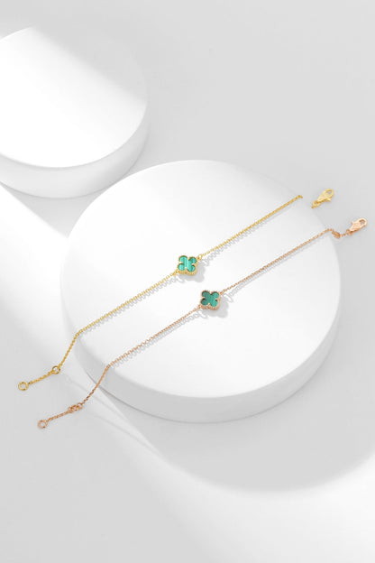 [moco jewelrys] Kleeblatt-Armband mit Malachitmotiv